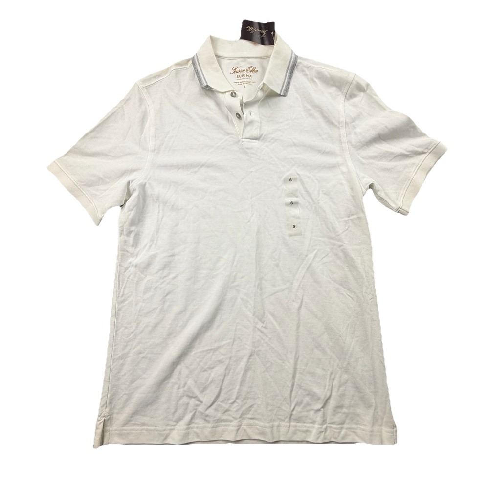 NWT Tasso Elba Supima Cotton Polo Shirt Mens S White Short Sleeve